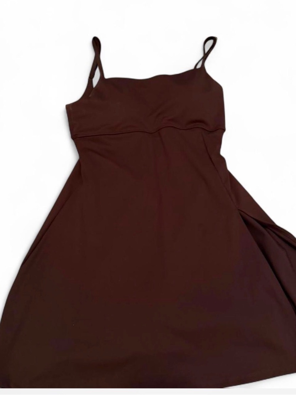 Women's Brown Spaghetti Strap A-Line Dress